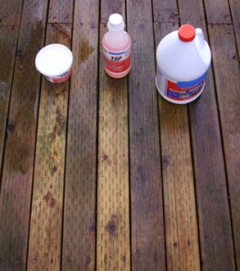 outdoorcleaner 1. Mixture using only TSP powder; 2. My own solution of TSP-Plus-style cleaner; 3. Commercial brand of outdoor cleaner. The results will be better if you can apply the cleaner to a dry surface. Of course if you live near Seattle, like I do, that might be a challenge.