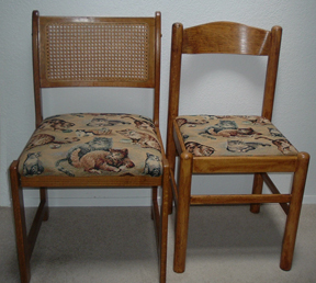 When viewing the chairs side by side, one might not think they would work together as a set.