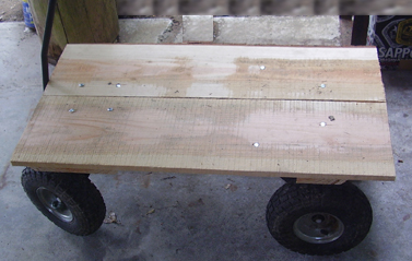 Carmen extended the wagon’s life span by replacing its platform with planks she had on hand.