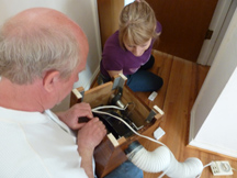 Fan inside wooden box