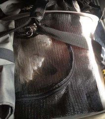 The divided Extra Large Sturdi Bag easily fits under the seat with both poodles inside.